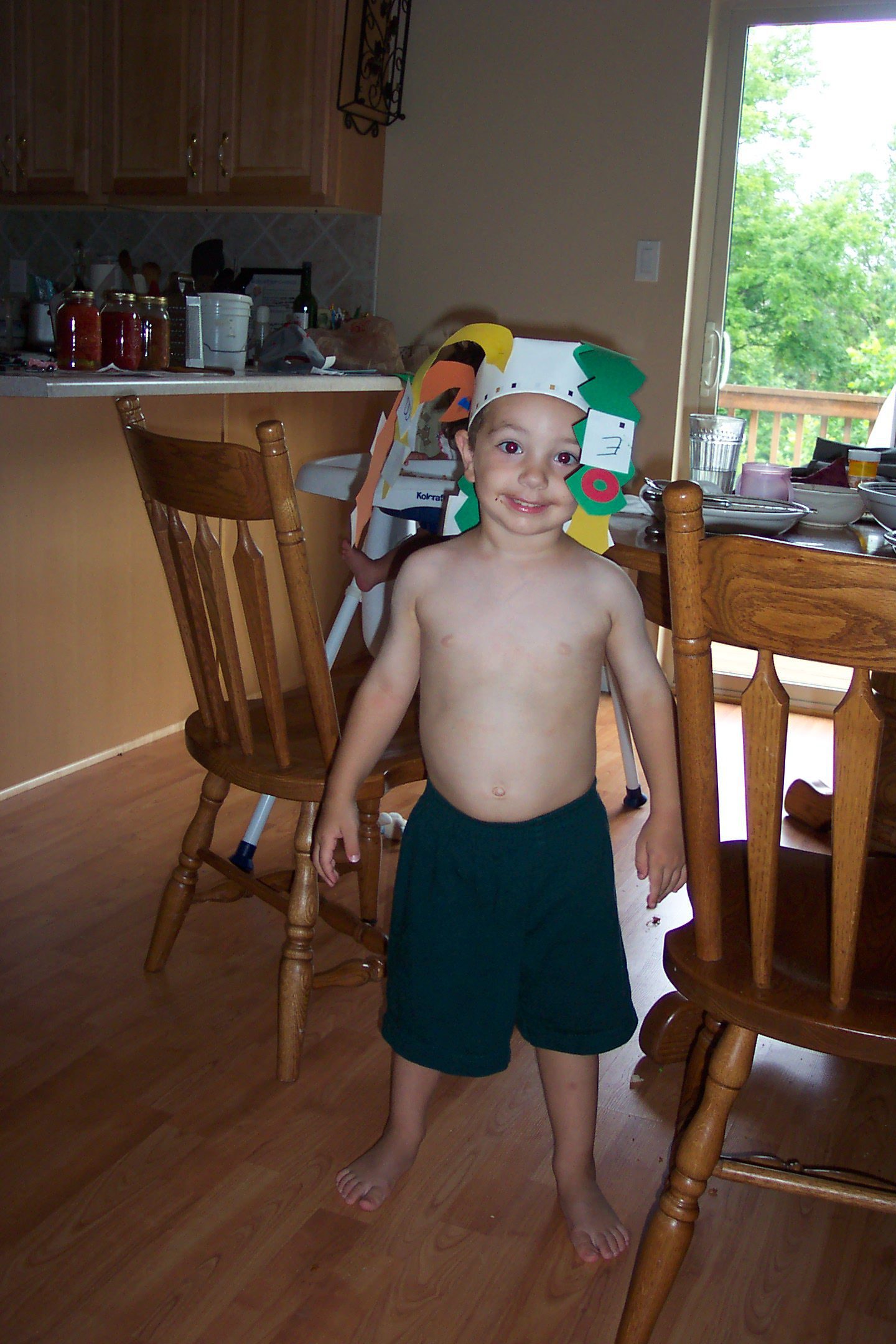 Alex wearing his Chicka Chicka Boom Boom hat