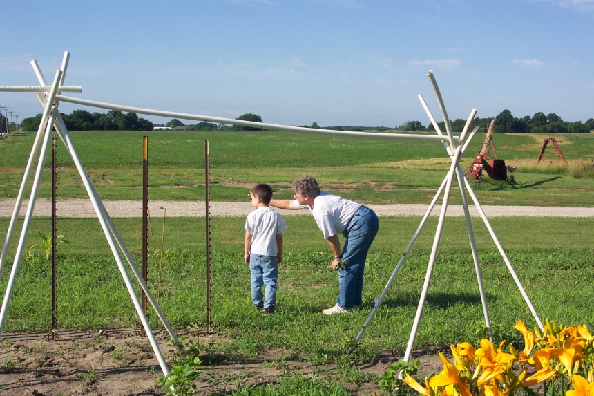 Alex and Grandma in the garden