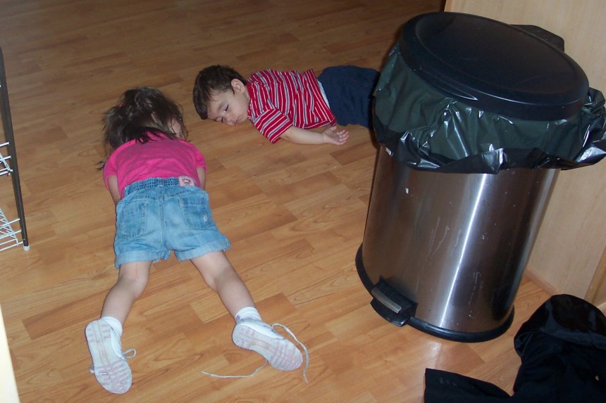 Only she's not sleeping. She's giggling. With her bottom going up and down.