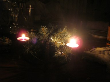 Advent wreath in darkness