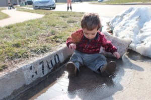 Michael in the puddle