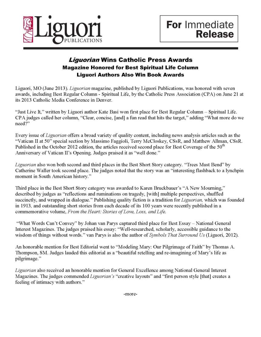 Liguori Wins Catholic Press Awards 2013 June_Page_1