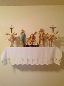 The shelf across from Grandma's bed.