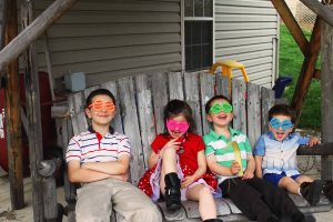 Kids with egg glasses