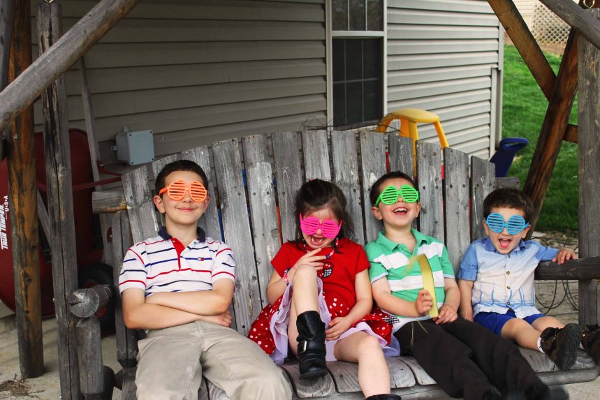 Kids with egg glasses